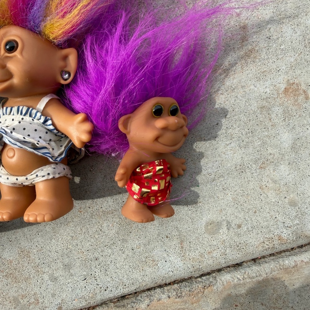 Vintage trolls lot of 3 rainbow stones blue - Picture 3 of 7